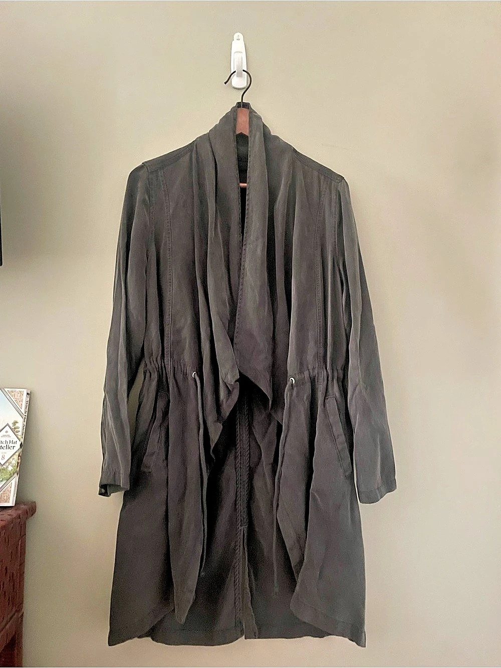 MAX JEANS Tencel Draped Utility Jacket Gray Small